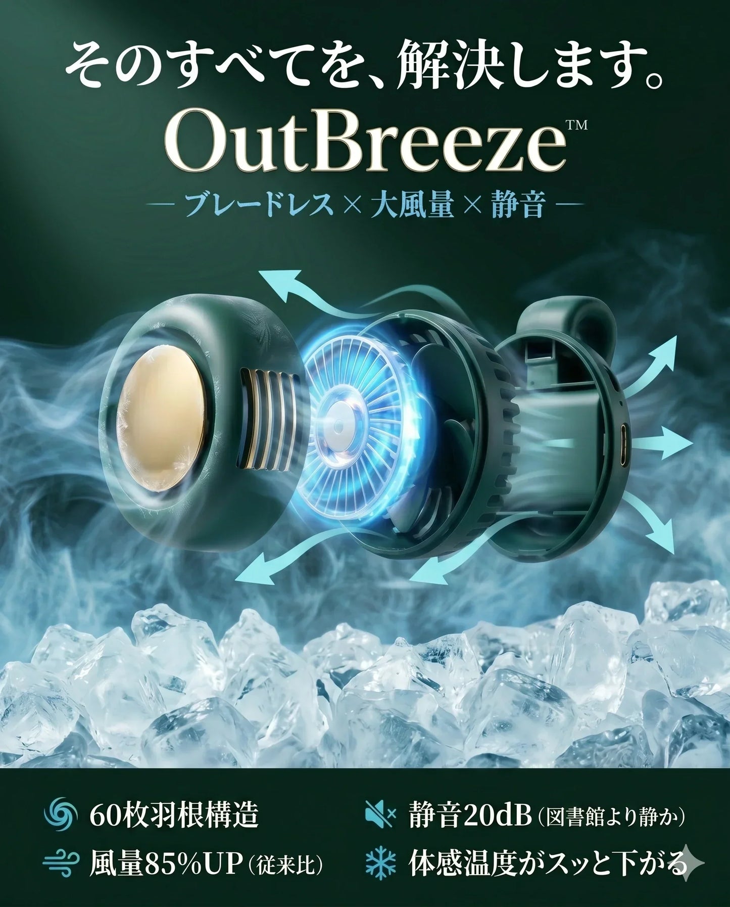 OutBreeze ポータブル冷風ファン