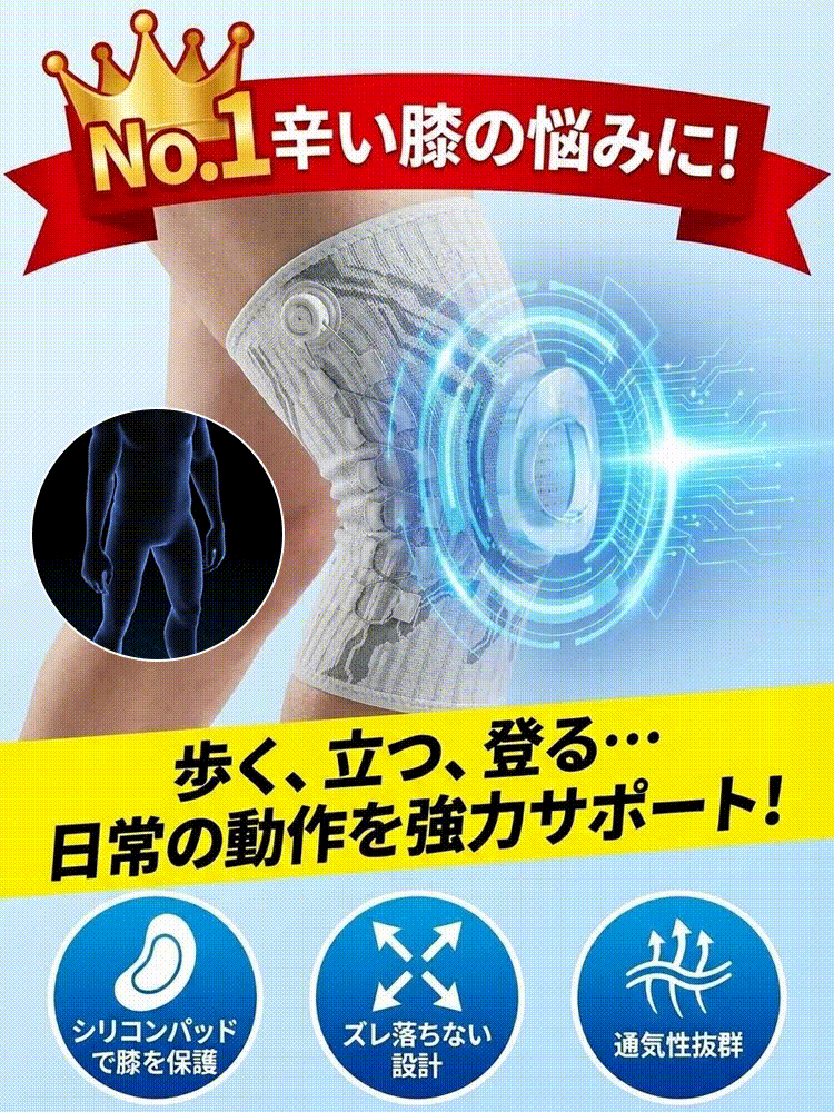 膝プロテクト360 — ダイヤル加圧式・歩行安定ニーサポーター