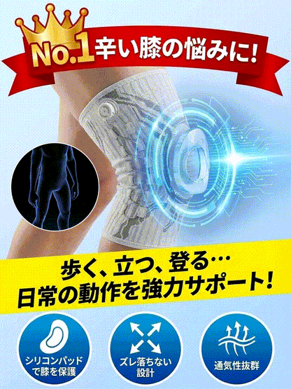 膝プロテクト360 — ダイヤル加圧式・歩行安定ニーサポーター