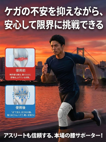膝プロテクト360 — ダイヤル加圧式・歩行安定ニーサポーター