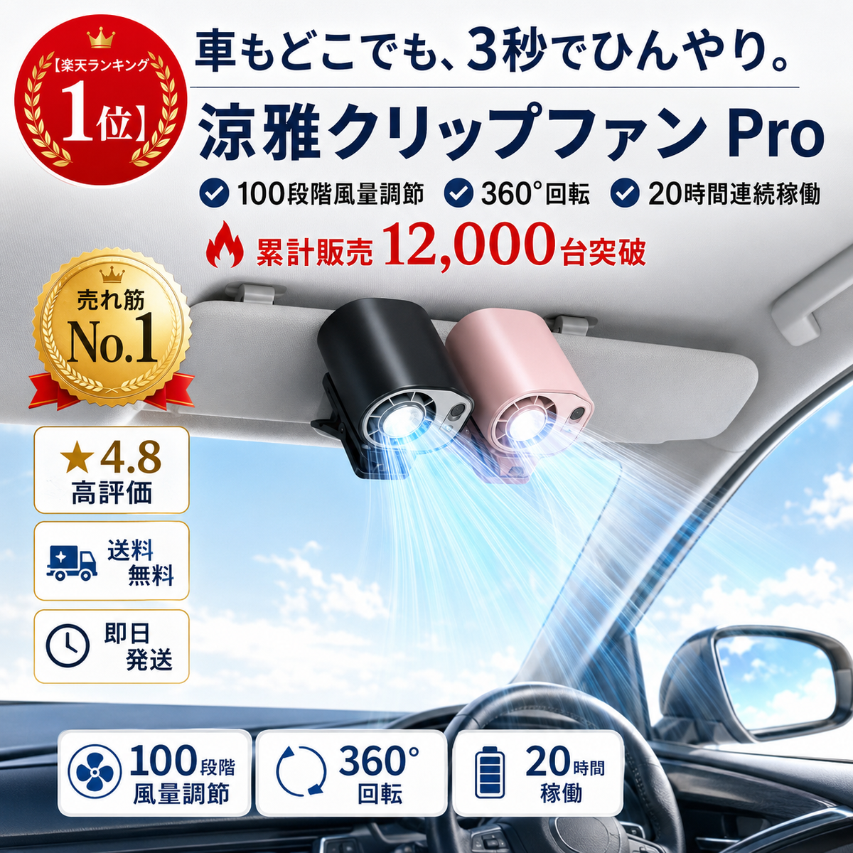 瞬間冷却クリップファン この夏本命の一台