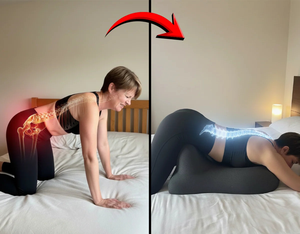 ピローが腰まわりを支える様子のアップ